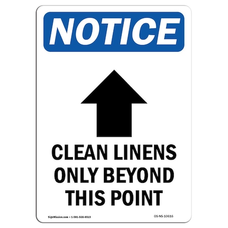 Signmission OSHA Notice, 5" Height, Clean Linens Only Sign With Symbol, 5" X 3.5", Portrait OS-NS-D-35-V-10616